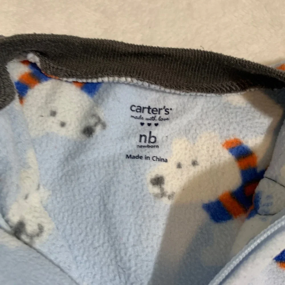 5/$25‎ Carters Newborn Blue Polar Bear Penguin Fleece Footed Pajamas Sleeper